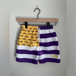 VIVE LA FETE Collegiate LSU Tigers Purple Flag Swim Trunks Toddler Size 4 NWOT